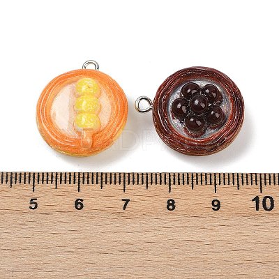 Egg Tart Resin Pendants RESI-Z034-02P-1