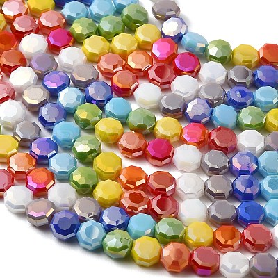 Electroplated Glass Beads Strands EGLA-A048-01A-1