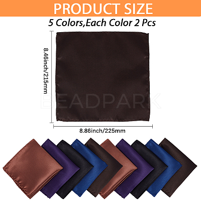 10Pcs 5 Colors Imitation Silk Men's Suit Square Scarf AJEW-CY0002-34A-1