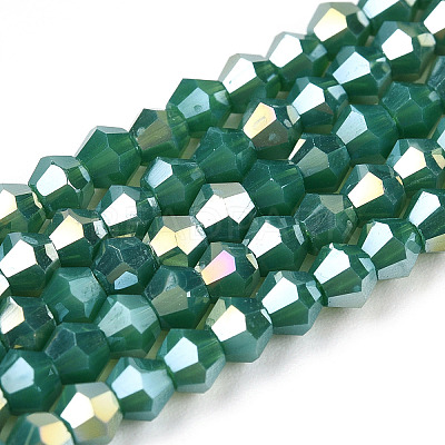 Opaque Solid Color Electroplate Glass Beads Strands EGLA-A039-P2mm-B07-1