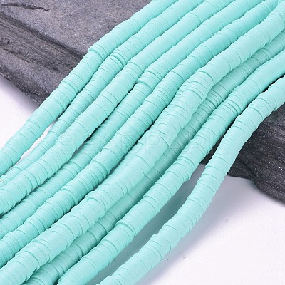 Flat Round Handmade Polymer Clay Beads CLAY-R067-8.0mm-20-1
