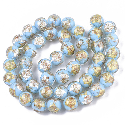 Handmade Gold Sand Lampwork Bead Strands FOIL-T003-01C-1