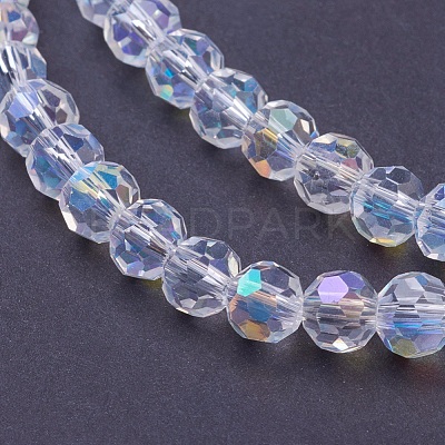 Faceted(32 Facets)(32 Facets) Electroplate Glass Beads Strands X-EGLA-J042-6mm-AB03-1