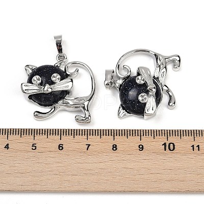 Synthetic Blue Goldstone Kitten Pendants G-J386-C17-11-1