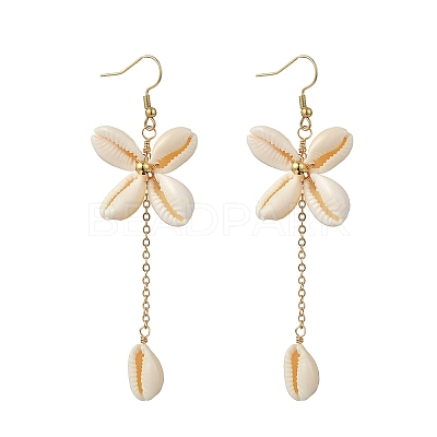 Natural Cowrie Shell Dangle Earrings EJEW-JE07285-1