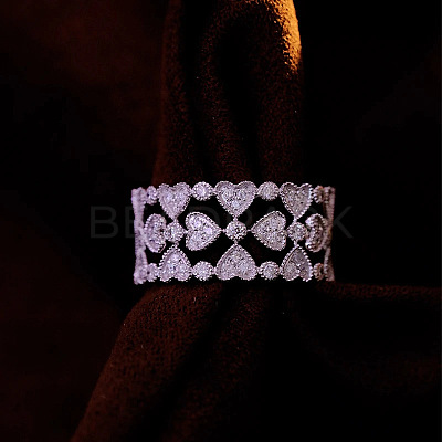 Brass Micro Pave Cubic Zirconia Finger Rings for Women WGB475B-01-1