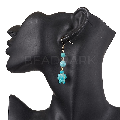 Synthetic Turquoise Dangle Earrings EJEW-JE05849-03-1