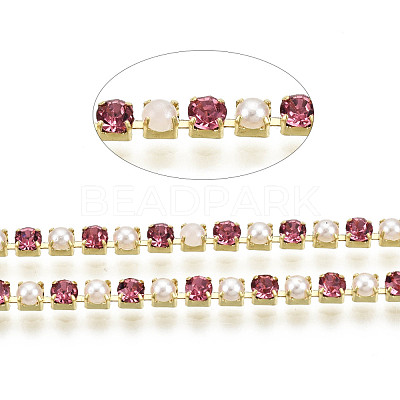 Brass Rhinestone Strass Chains CHC-N017-001A-A23-1