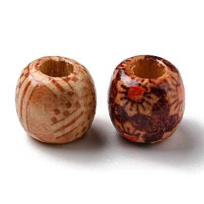 100Pcs Printed Wooden Dyed Beads WOOD-P019-01B-1