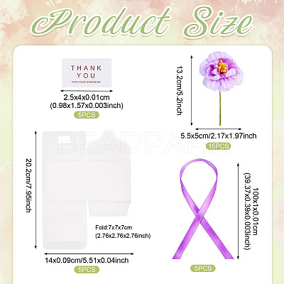 Clear PVC Candy Gift Packaging Boxes with Ribbon & Artificial Flower CON-TAC0001-20E-1