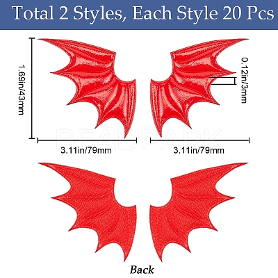 40Pcs 2 Style Demon Wing PU Leather Ornament Accessories FIND-GF0005-93A-1