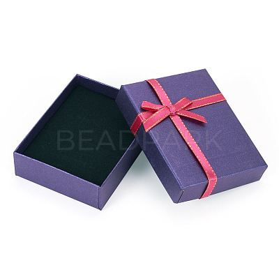 Rectangle Paper Jewelry Set Storage Boxes with Bowknot X1-CON-TAC0014-04B-1