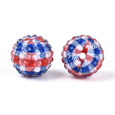 Independence Day Opaque Acrylic Round Beads OACR-T029-07C-1