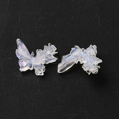 Butterfly with Flower Transparent Resin Cabochons FIND-L019-06A-1