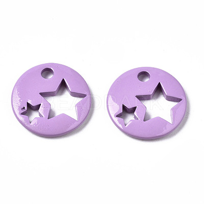 Spray Painted Brass Charms KK-Q252-003F-1