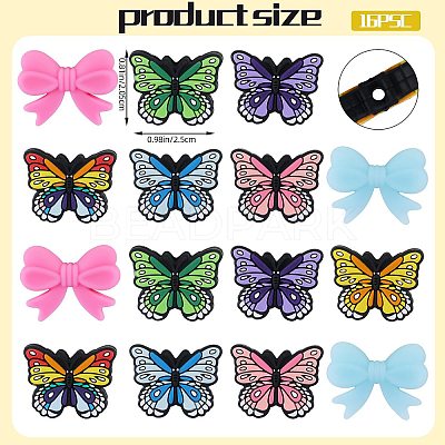16Pcs 8 Styles Food Grade Silicone Focal Beads SIL-SZ0002-22-1