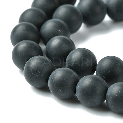Dyed & Heated Natural Black Agate Beads Strands G-P088-14-6mm-1