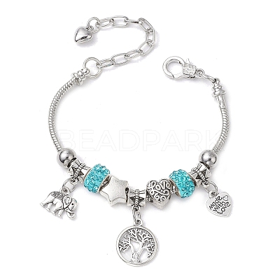3 Pcs 3 Styles Alloy Snake Chain Charms Bracelets BJEW-JB11448-1