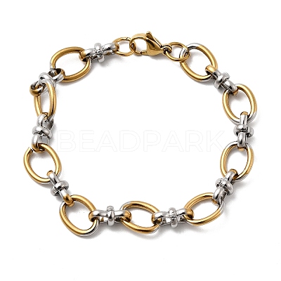 304 Stainless Steel Oval Link Chain Bracelets for Women BJEW-D377-01A-1