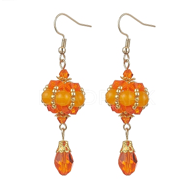 Mixed Stone Dangle Earrings EJEW-MZ00669-1