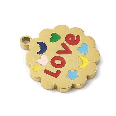 304 Stainless Steel Enamel Pendants STAS-U039-04G-1