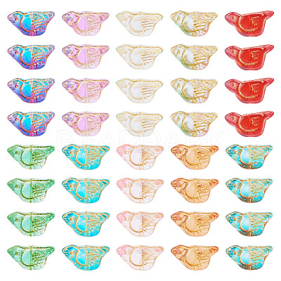 50Pcs 10 Colors Baking Paint and Golden Metal Enlaced Glass Beads DGLA-TA0001-64-1