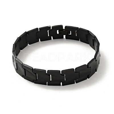PVD Vacuum Plating 201 Stainless Steel Rectangle Watch Band Bracelet BJEW-H550-01EB-1