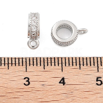 Rack Plating Brass Micro Pave Cubic Zirconia Tube Bails KK-Z052-01P-1