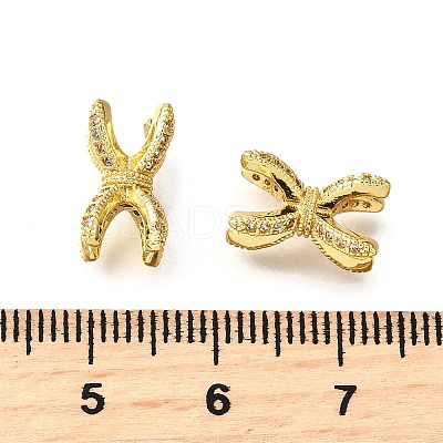 Brass Micro Pave Clear Cubic Beads KK-B135-04G-1
