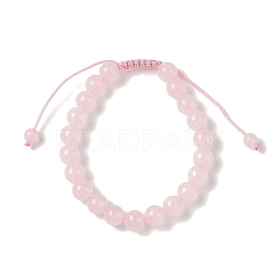 8mm Round Dyed Natural Rose Quartz Braided Bead Bracelets BJEW-C067-01B-20-1