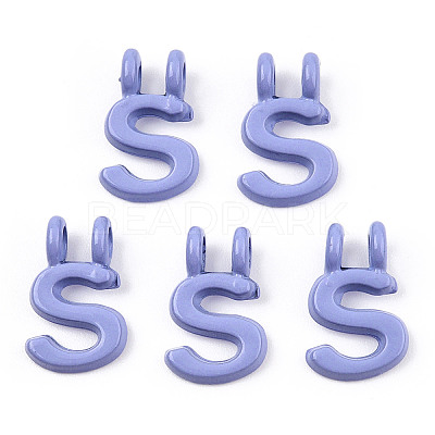 Rack Plating Spray Painted Alloy 2-Loop Link Pendants PALLOY-N176-01S-1