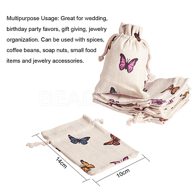 Polycotton(Polyester Cotton) Packing Pouches Drawstring Bags X-ABAG-T004-10x14-03-1