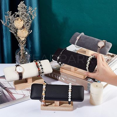 Bamboo Velvet T-Bar Bracelet Display Stands BDIS-WH0002-08-1