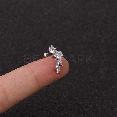 316L Surgical Stainless Steel Clear Cubic Zirconia Cartilage Earrings WG462E6-13-1
