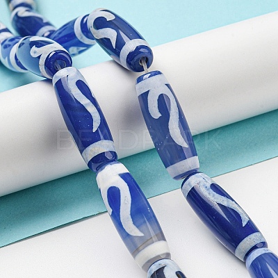 Blue Tibetan Style dZi Beads Strands TDZI-NH0001-B07-01-1