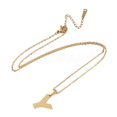Ion Plating(IP) Initial Letter 304 Stainless Steel Pendant Necklaces NJEW-M199-01G-Y-1