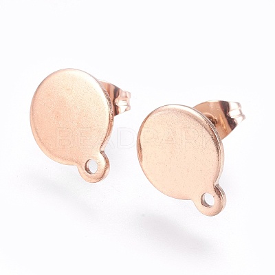 Ion Plating(IP) 304 Stainless Steel Stud Earring Findings STAS-G178-02RG-10mm-1