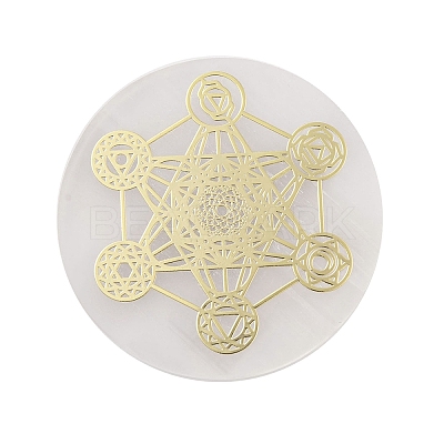 Flat Round Natural Selenite Slice Coasters DJEW-C015-02C-1