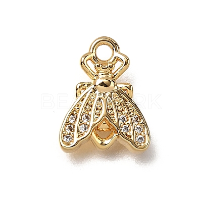 Brass Micro Pave Cubic Zirconia Charms KK-B152-07B-G-1