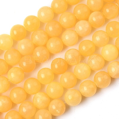 Natural Yellow Jade Bead Strands G-K121-02-8mm-1