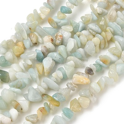Natural Flower Amazonite Chips Beads Strands G-M205-12B-1