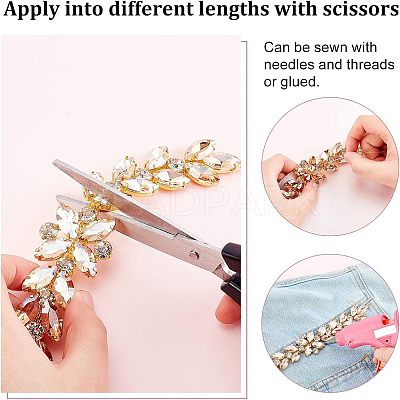 1Pc Shiny Flower Rhinestone Trim DIY-FG0003-35-1