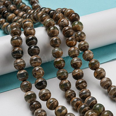 Tibetan Style dZi Beads Strands G-P526-D02-01-1