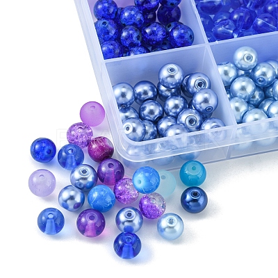 375Pcs 15 Style Spray Painted & Baking Paint & Drawbench & Translucent Glass Beads GLAA-FS0001-36-1