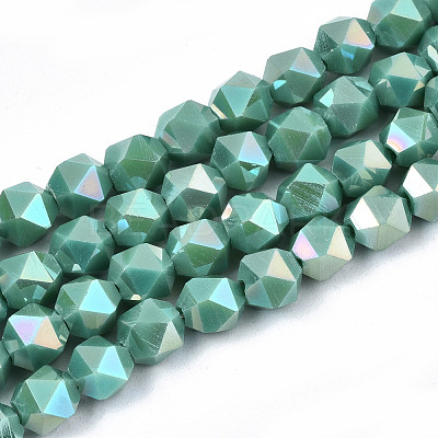 Electroplate Opaque Glass Beads Strands X-EGLA-T019-05N-1