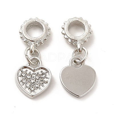 Rack Plating Alloy Rhinestone European Dangle Charms PALLOY-P289-14P-02-1
