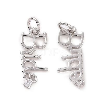 Rack Plating Brass Micro Pave Cubic Zirconia Pendants KK-C008-12P-1