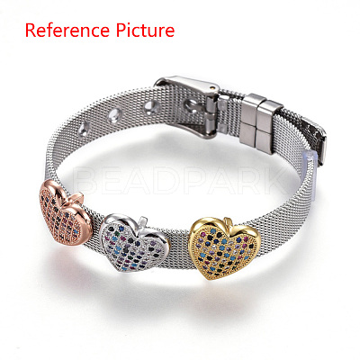 Eco-Friendly Brass Micro Pave Cubic Zirconia Slide Charms ZIRC-F094-22-03-RS-1