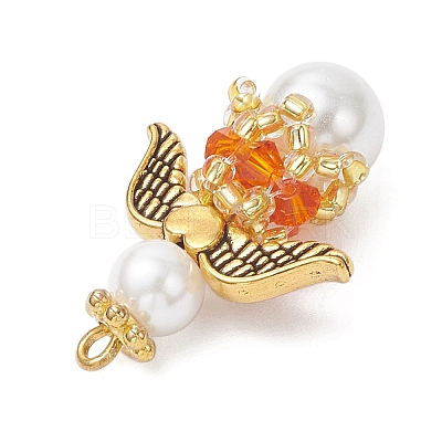 Pearlized Glass Pearl & Glass Pendants PALLOY-MZ00978-04-1