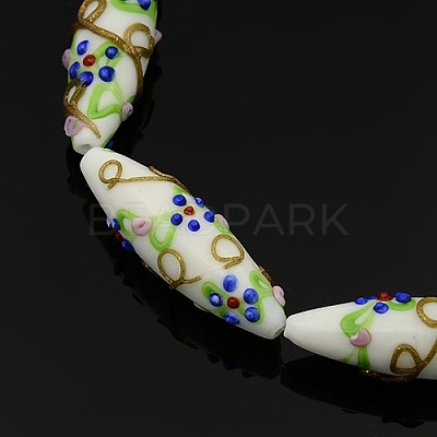 Handmade Bumpy Lampwork Rice Beads Strands LAMP-L008-M-1